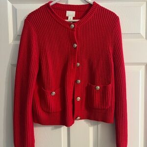 H&M Red Women's Cardigan with Pockets